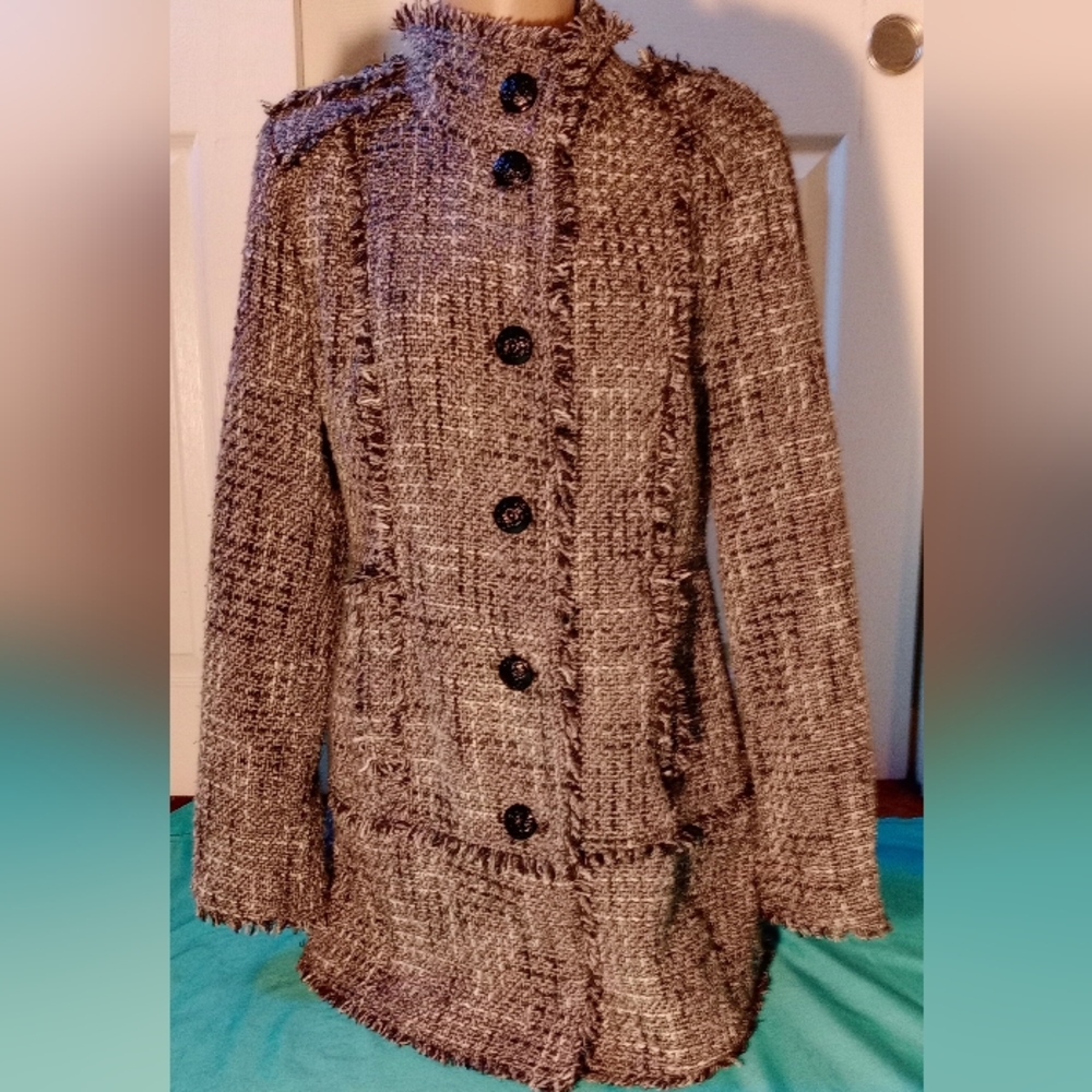 GUESS LOS ANGELES GRAY/BLACK TWEED COAT, SIZE LARGE - Picture 1 of 15
